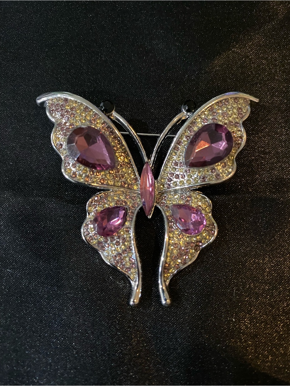 Purple Crystal Butterfly Brooch - Elegant Women's Jewelry